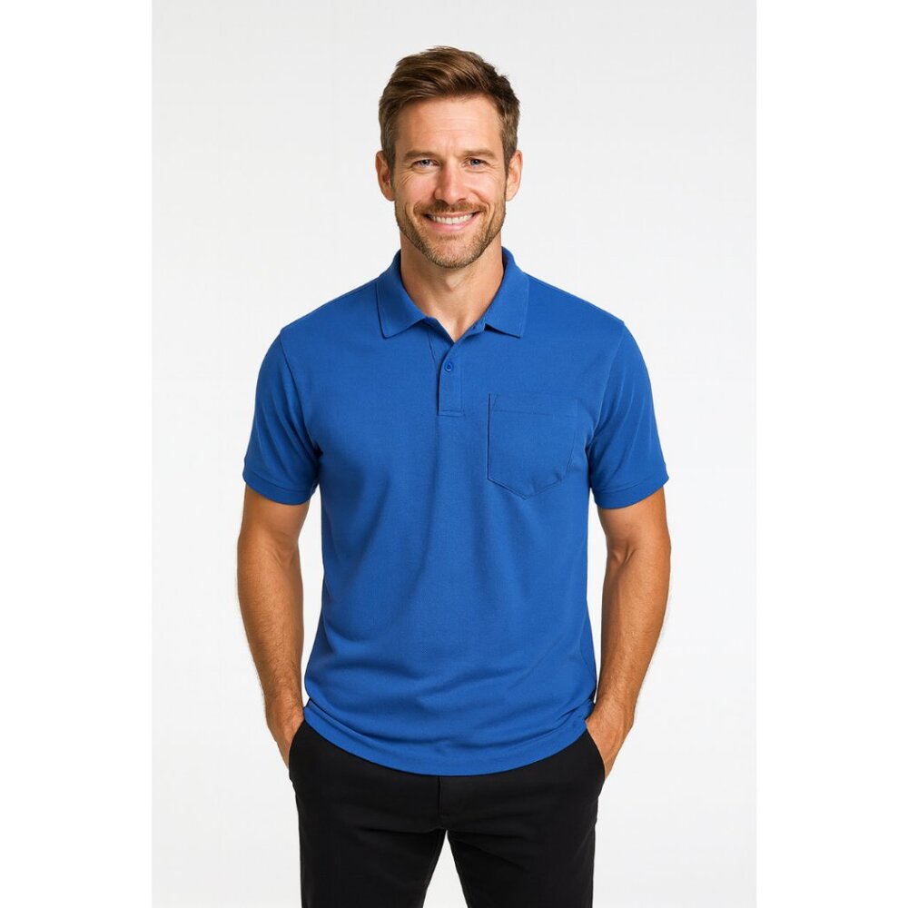 Men’s Short Sleeve Polo Shirt – Royal Blue – Size M – Speed Your Run – NWT